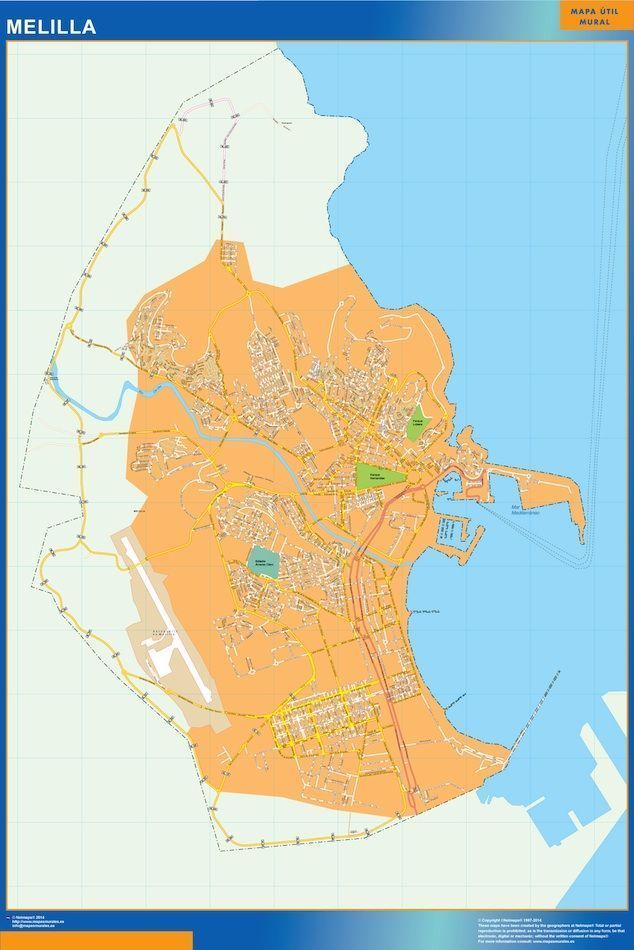 Melilla Mapa Vinilo | Digital Maps. Netmaps UK Vector Eps & Wall Maps