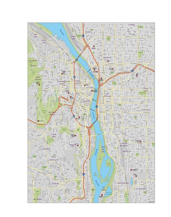 Portland Vector map. Eps Illustrator Vector City Maps USA America. Eps