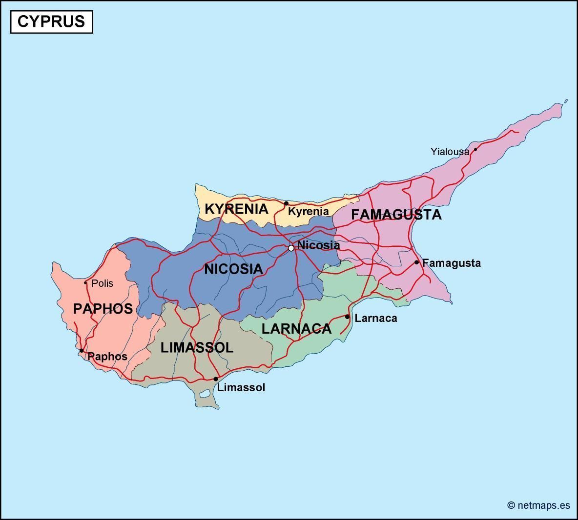 cyprus political digital map | Digital Maps. Netmaps UK Vector Eps ...