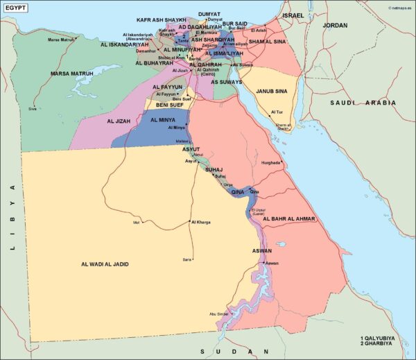 egypt political digital map  Digital Maps. Netmaps UK Vector Eps 