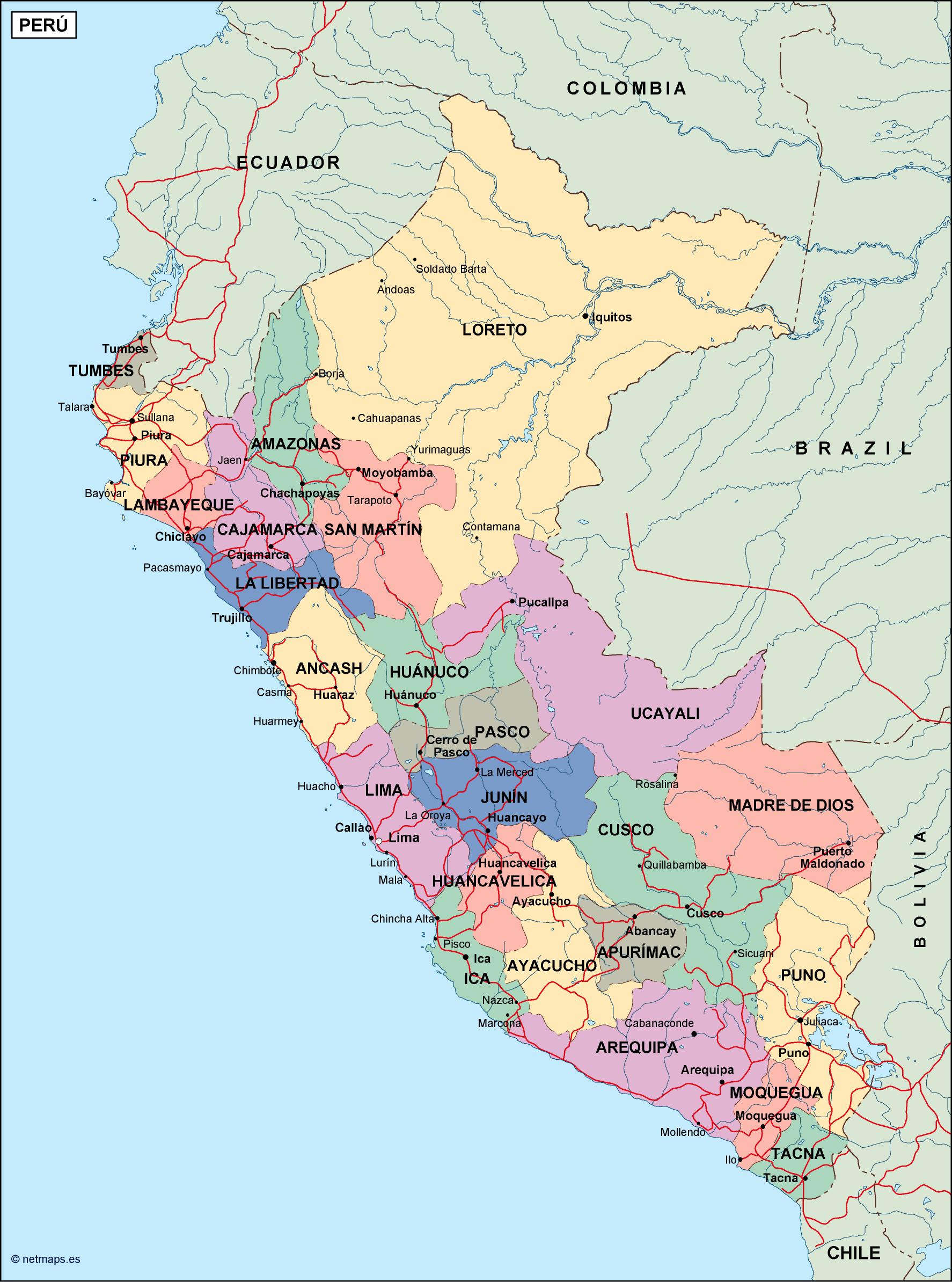 peru political digital map | Digital Maps. Netmaps UK Vector Eps & Wall