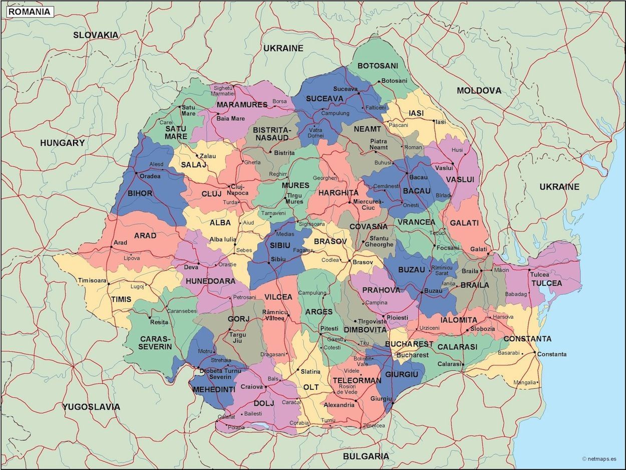 romania political map Digital Maps. Netmaps UK Vector Eps & Wall Maps