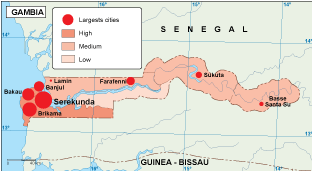 Gambia Population Map EPS Illustrator Map Digital Maps Netmaps UK Gambia Population Map