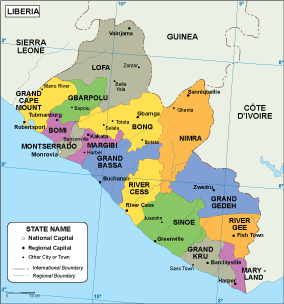 Political Map Of Liberia Liberia Eps Map. Eps Illustrator Map | Digital Maps. Netmaps Uk Vector Eps  & Wall Maps