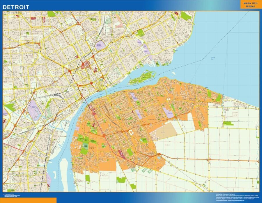 detroit wall map