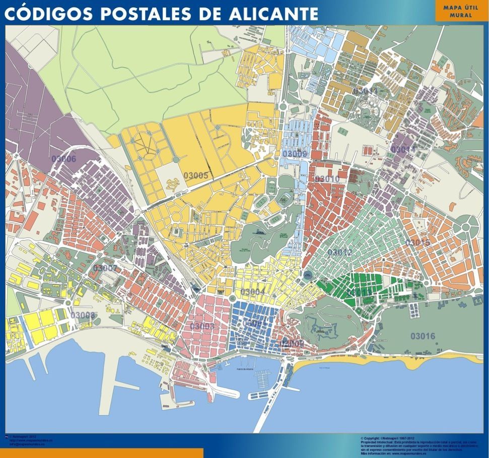 Alicante Codigos Postales mapa magnetico | Digital Maps. Netmaps UK ...