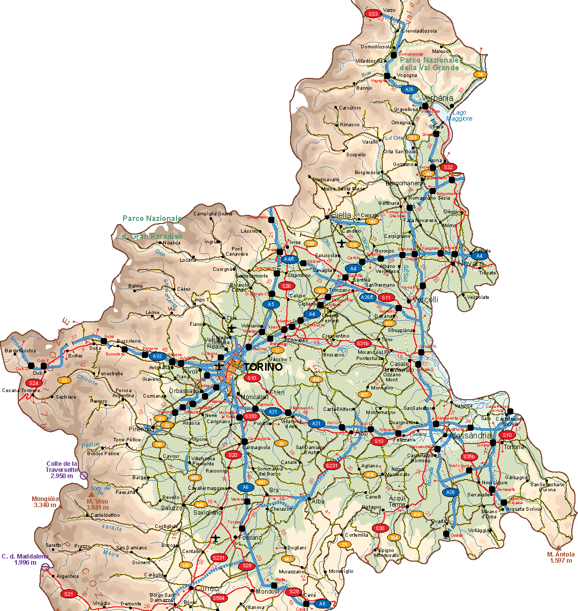 Piemonte Vector Map Digital Maps. Netmaps UK Vector Eps & Wall Maps
